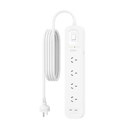 BELKIN 4-Outlet Surge Protector with Dual USB-C 30W PPS 2m Cord BELKIN 4-Outlet Surge Protector with Dual USB-C 30W PPS 2m Cord